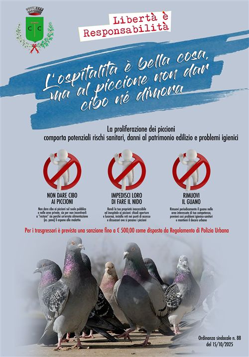 Contenimento proliferazione piccioni