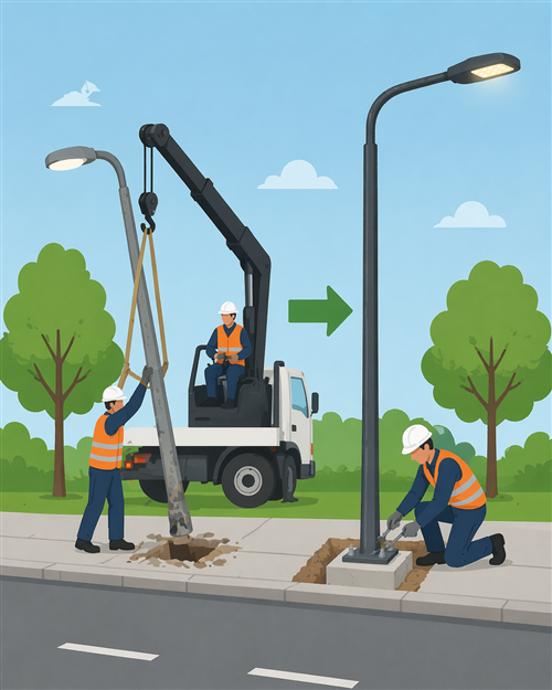 Sostituzione pali illuminazione Via Prof. Marchisio