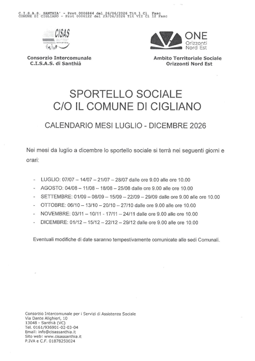 Sportello sociale CISAS